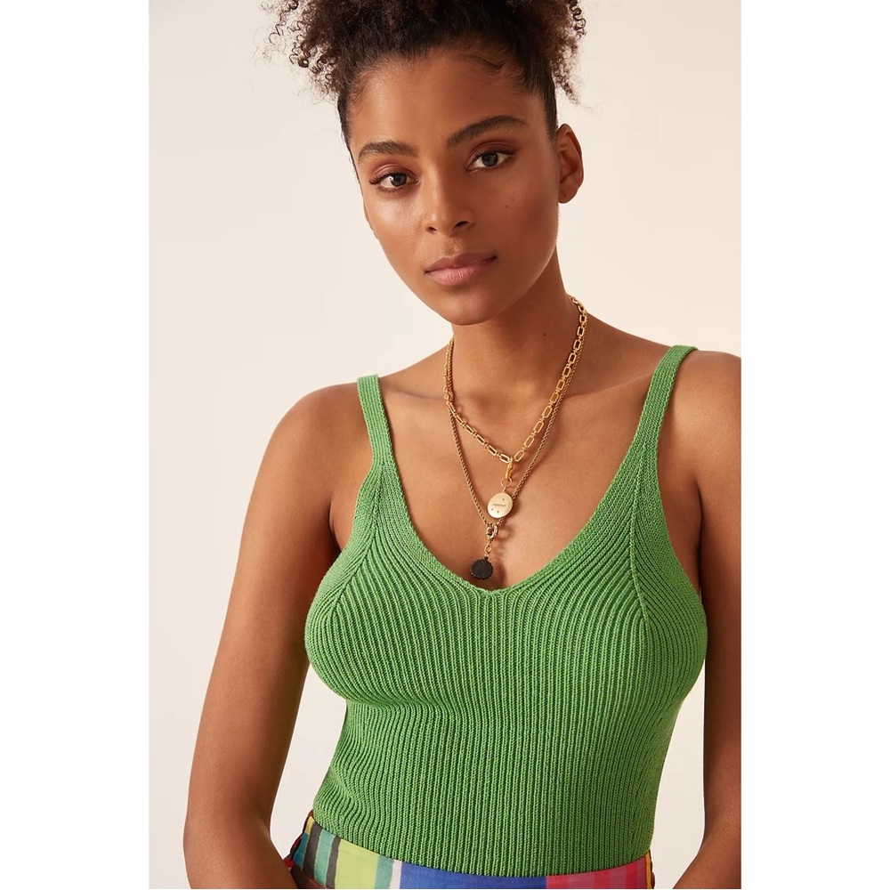 Anthropologie Maeve Everyday Maryanne Sweater Knit Tank Top‎ in Green